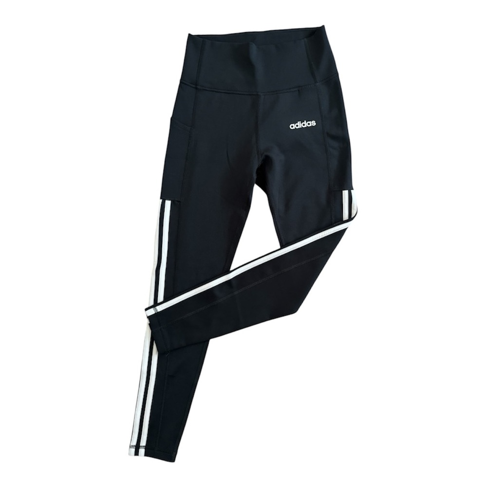 Adidas Women’s Climalite Dark Gray and White Striped Leggings Size Small
